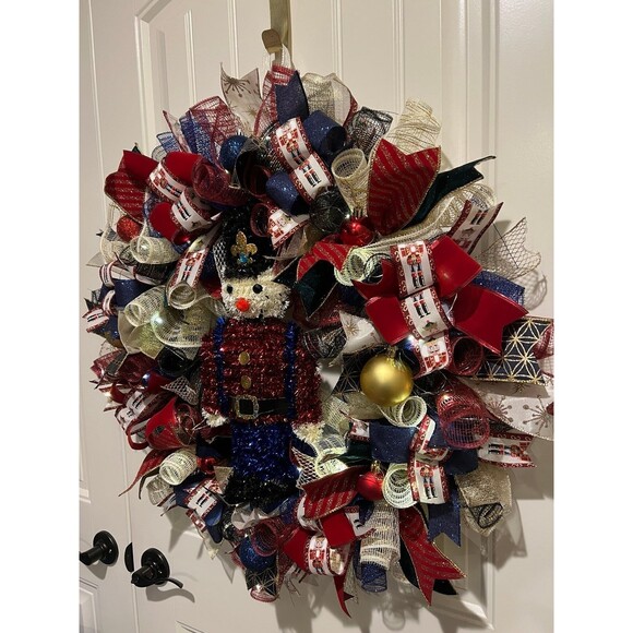 Handmade Christmas Holiday Tinsel Drummer Boy Prelit Door Wreath 26 in XLW11 - Picture 2 of 11